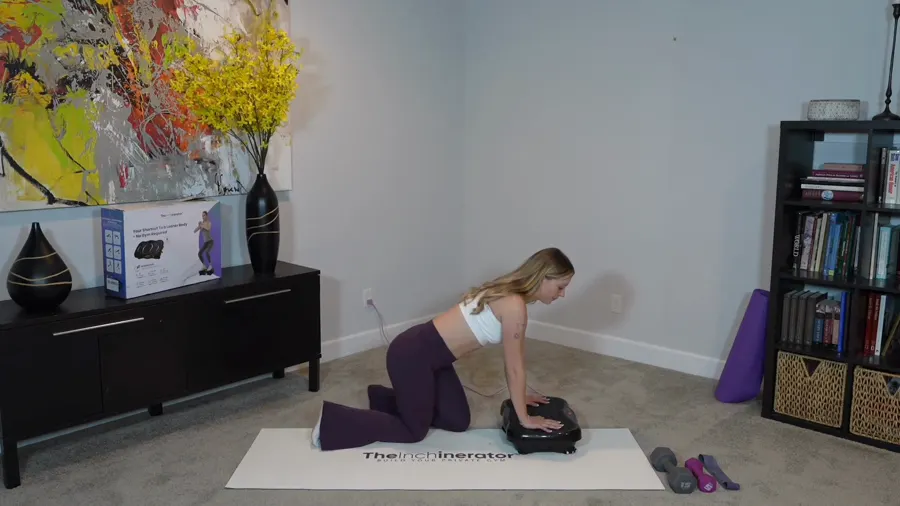 Instructor demonstrating a floor exercise using the plate