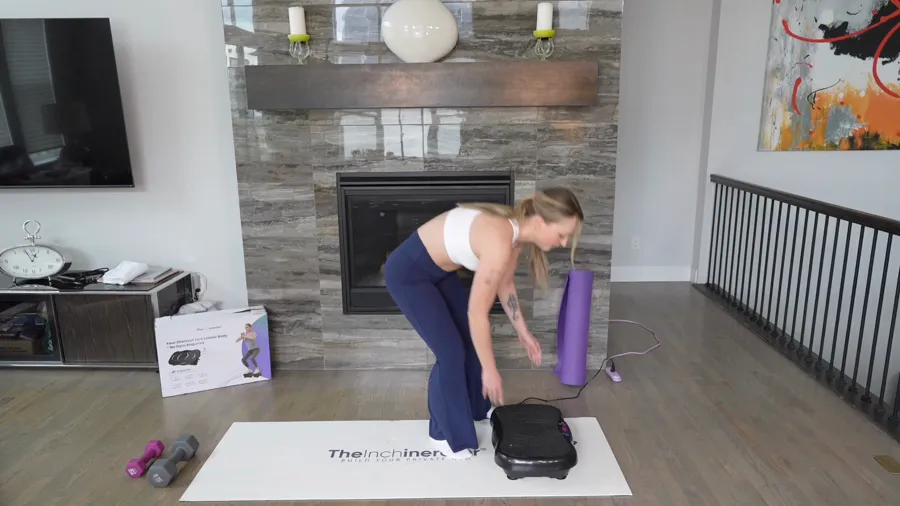 Instructor setting up a guided lower-body movement